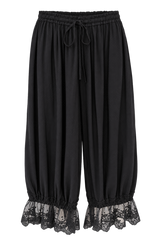 Lace Trim Bloomer Pants- Black