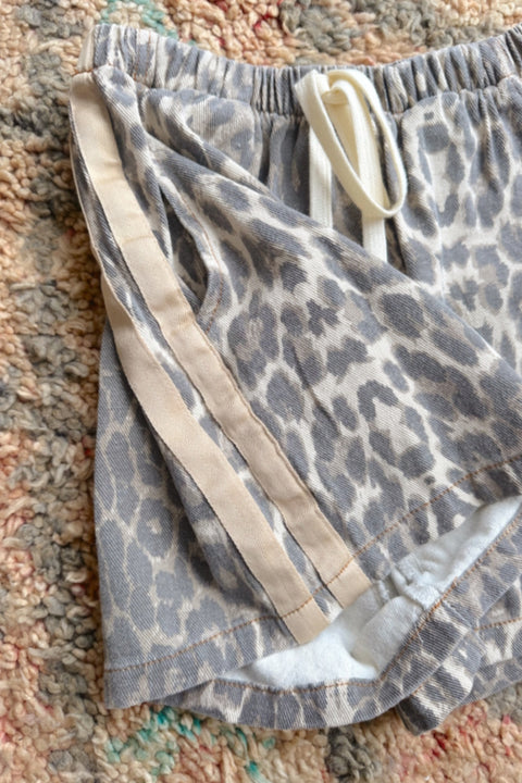 Leopard Denim Racer Shorts