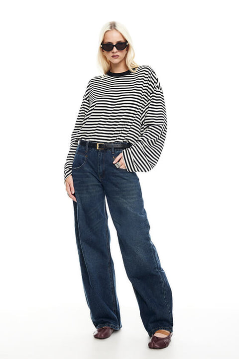 Bloom Long Sleeve Top - Onyx Stripe