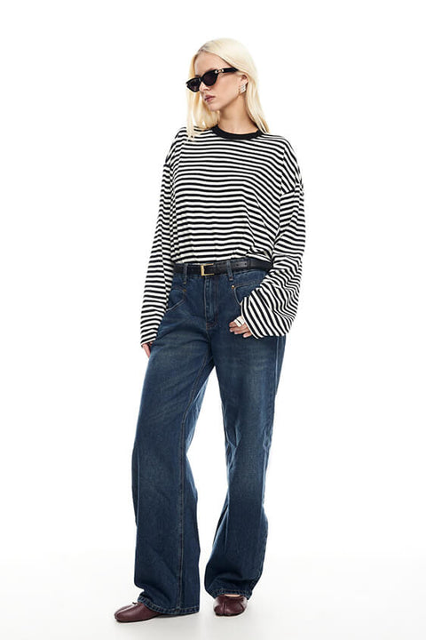 Bloom Long Sleeve Top - Onyx Stripe