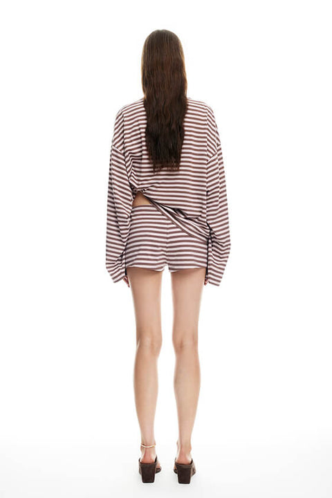 Bloom Long Sleeve Top - Chocolate Blush Stripe