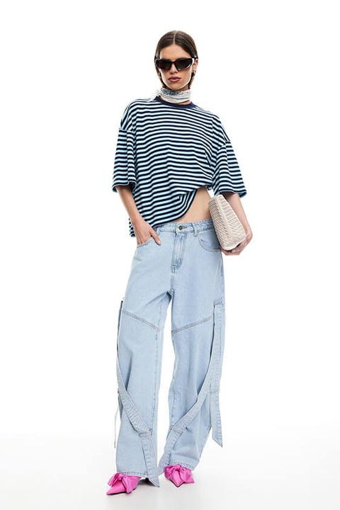 Bloom Short Sleeve Top - Navy Sea Stripe