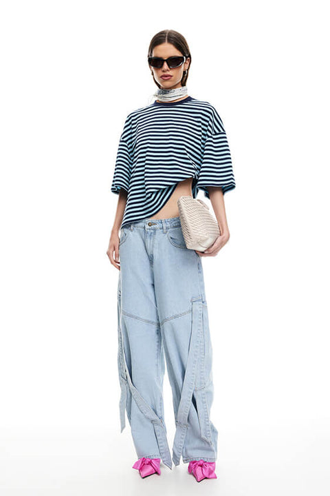 Bloom Short Sleeve Top - Navy Sea Stripe