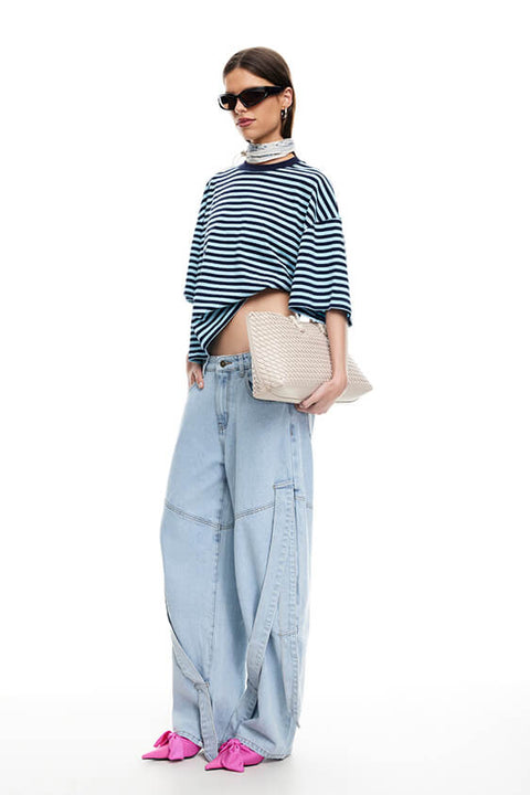 Bloom Short Sleeve Top - Navy Sea Stripe