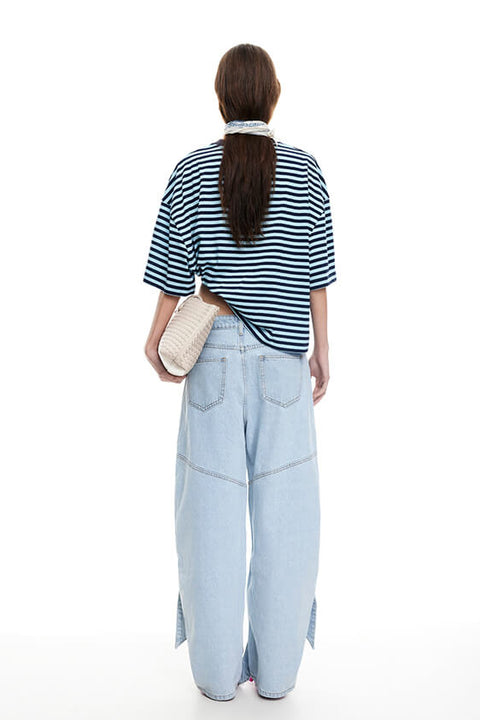 Bloom Short Sleeve Top - Navy Sea Stripe
