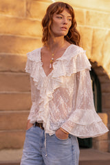 Labyrinth Lace Blouse - Cloud Cream