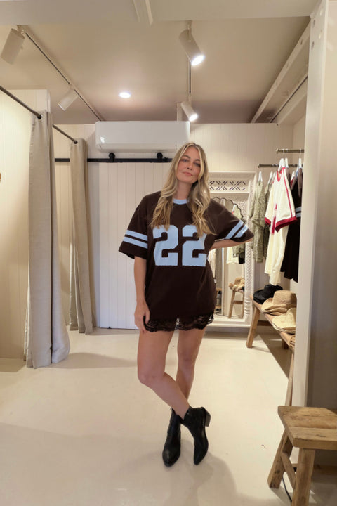 22 Motion Tee - Espresso and Powder Blue