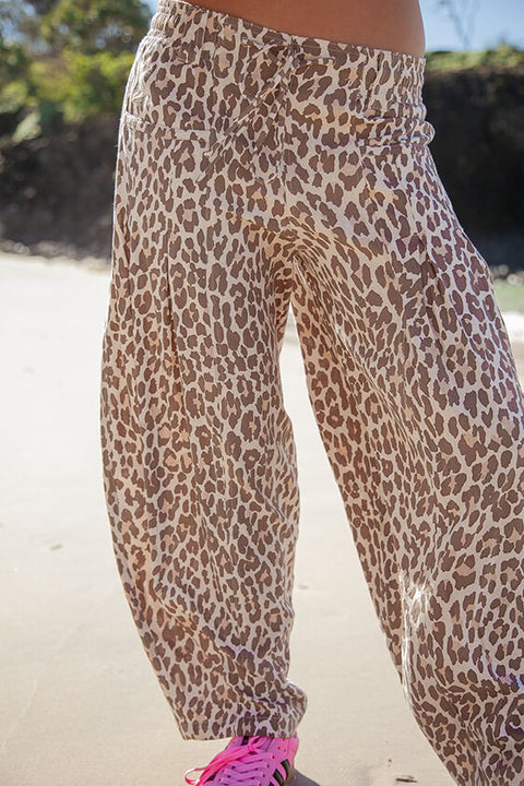 Leopard Print Barrel Pants