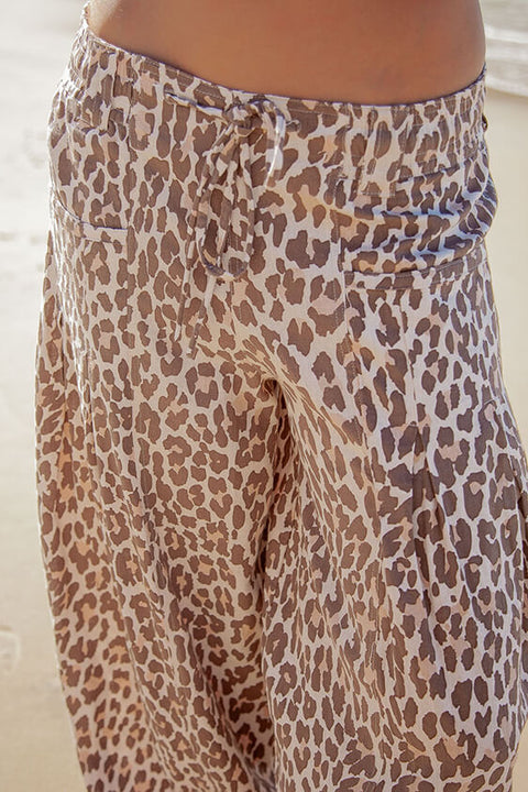Leopard Print Barrel Pants