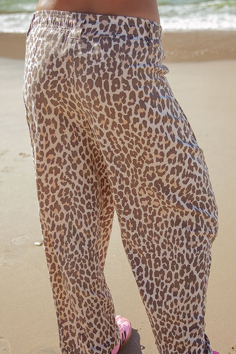 Leopard Print Barrel Pants