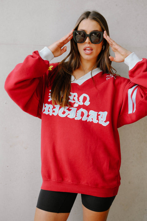 The Born Original Jumper - Maroon & Sky