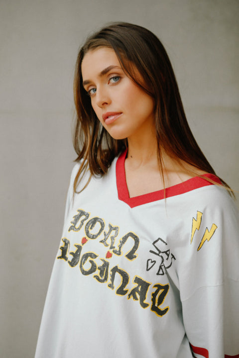 The Born Original Tee - Sky & Maroon