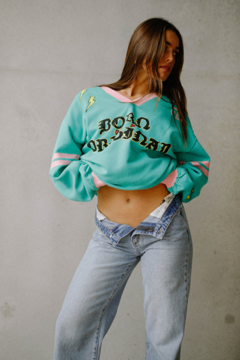 The Born Original Jumper - Teal & Pink
