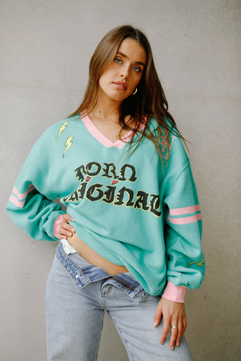 The Born Original Jumper - Teal & Pink
