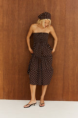 Rara Maxi Skirt - Choc Polka Dot