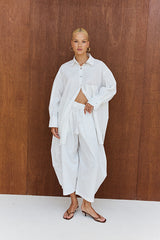 Super Barrel Pants - White Cotton Poplin