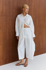 Super Barrel Pants - White Cotton Poplin