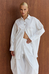 Super Barrel Pants - White Cotton Poplin