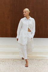 Super Barrel Pants - White Cotton Poplin