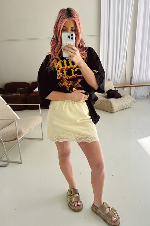 Micro Mini Lace Skirt - Lemon