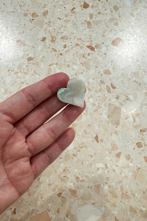Mini Heart Clip - Baby Pink White Pearl