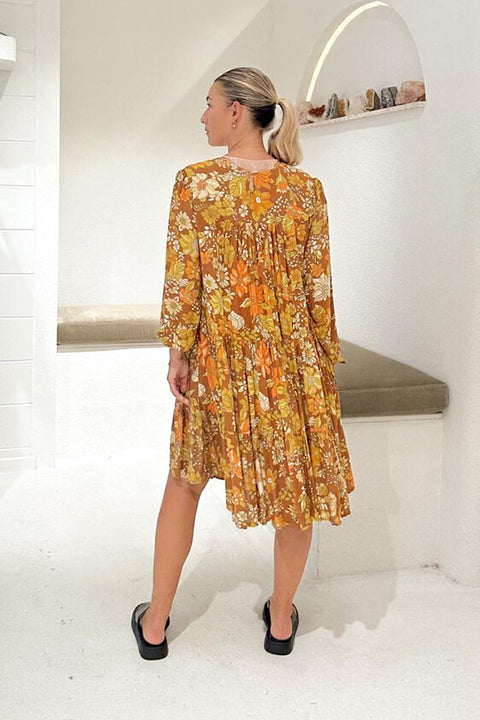 Honey Smock Dress - Rust Dahlia Bloom