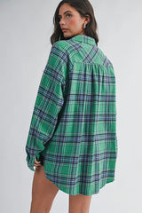 The Oversized Flannel Shirt - Evergreen