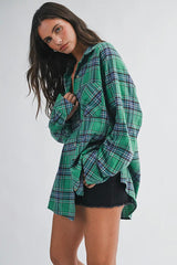 The Oversized Flannel Shirt - Evergreen