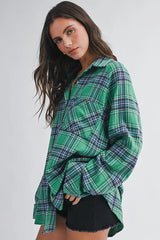 The Oversized Flannel Shirt - Evergreen
