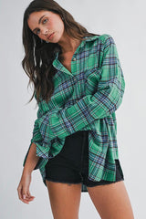 The Oversized Flannel Shirt - Evergreen