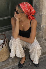 Paisley Satin Bandana - Red
