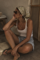Paisley Satin Bandana - Sage