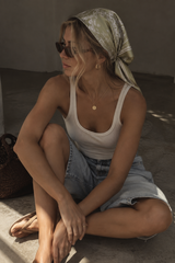 Paisley Satin Bandana - Sage