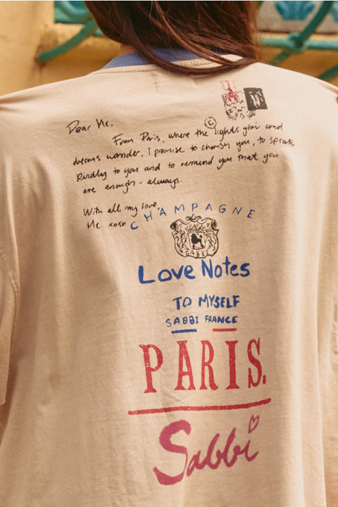 Paris Love Notes Tee - Cream