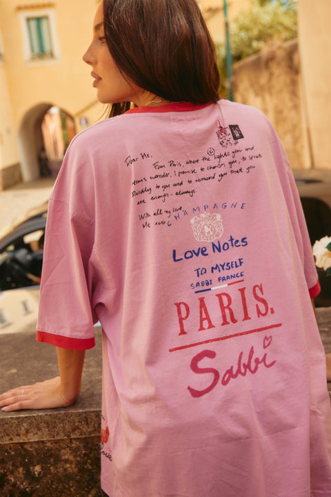 Paris Love Notes Tee - Pink