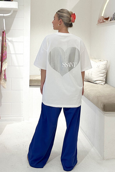 SŚAINT Heart Tee - White & Silver