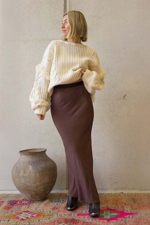 Lou Bias Slip Skirt - Choc Fujiette
