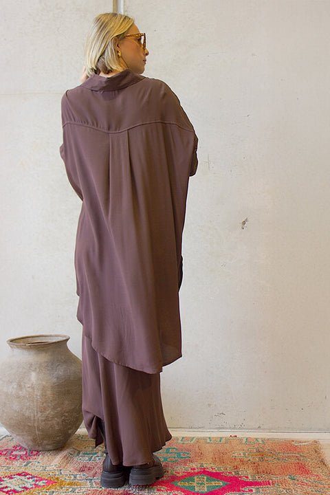 Classic Oversized Boyfriend Shirt - Chocolate Fujiette