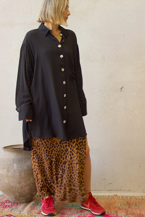 Lou Bias Slip Skirt - Leopard