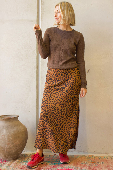 Lou Bias Slip Skirt - Leopard