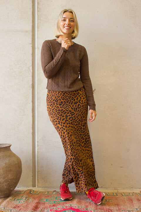 Lou Bias Slip Skirt - Leopard