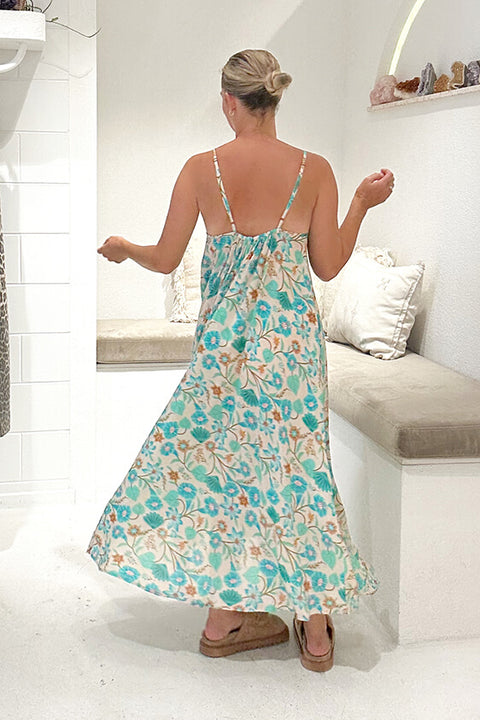 Goldie Strappy Maxi Dress - Lagoon