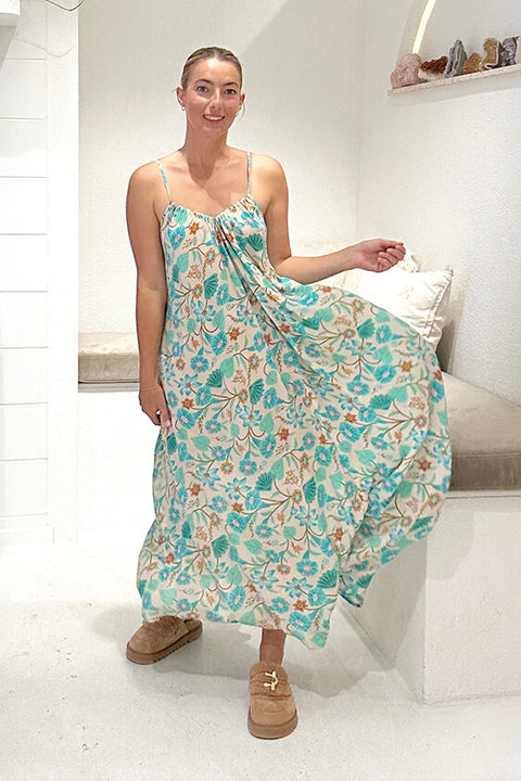 Goldie Strappy Maxi Dress - Lagoon