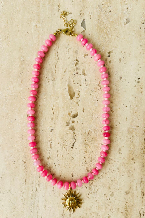 Sunny Pink Gem Necklace