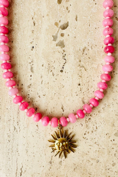 Sunny Pink Gem Necklace