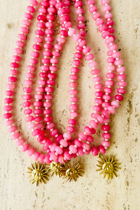 Sunny Pink Gem Necklace