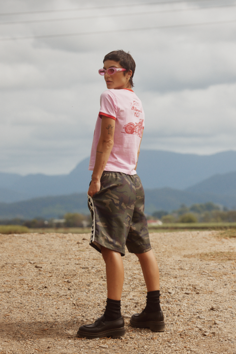 The Raving Hearts Mid Length Shorts - Camo