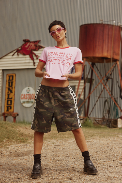 The Raving Hearts Mid Length Shorts - Camo