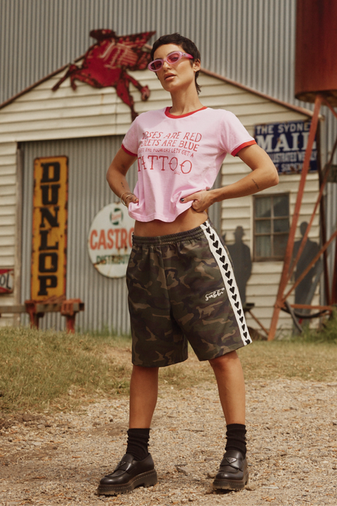 The Raving Hearts Mid Length Shorts - Camo