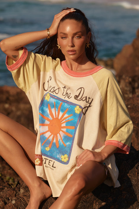 The Long Time No Sea Raglan Tee - Mustard